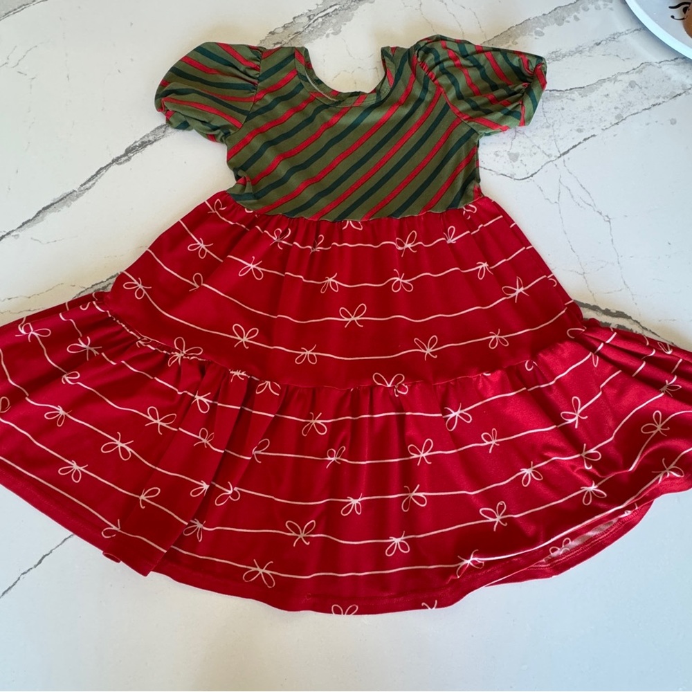 Dot Dot Smile Green and Red Striped Dress
